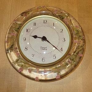 Vintage Lucite Floral Pastoral Dwelling Wall Clock